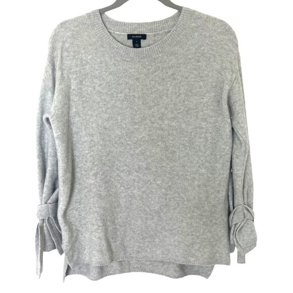 Halogen Grey Split Bell Sleeve Tie Sleeve Sweater - Picture 1 of 11